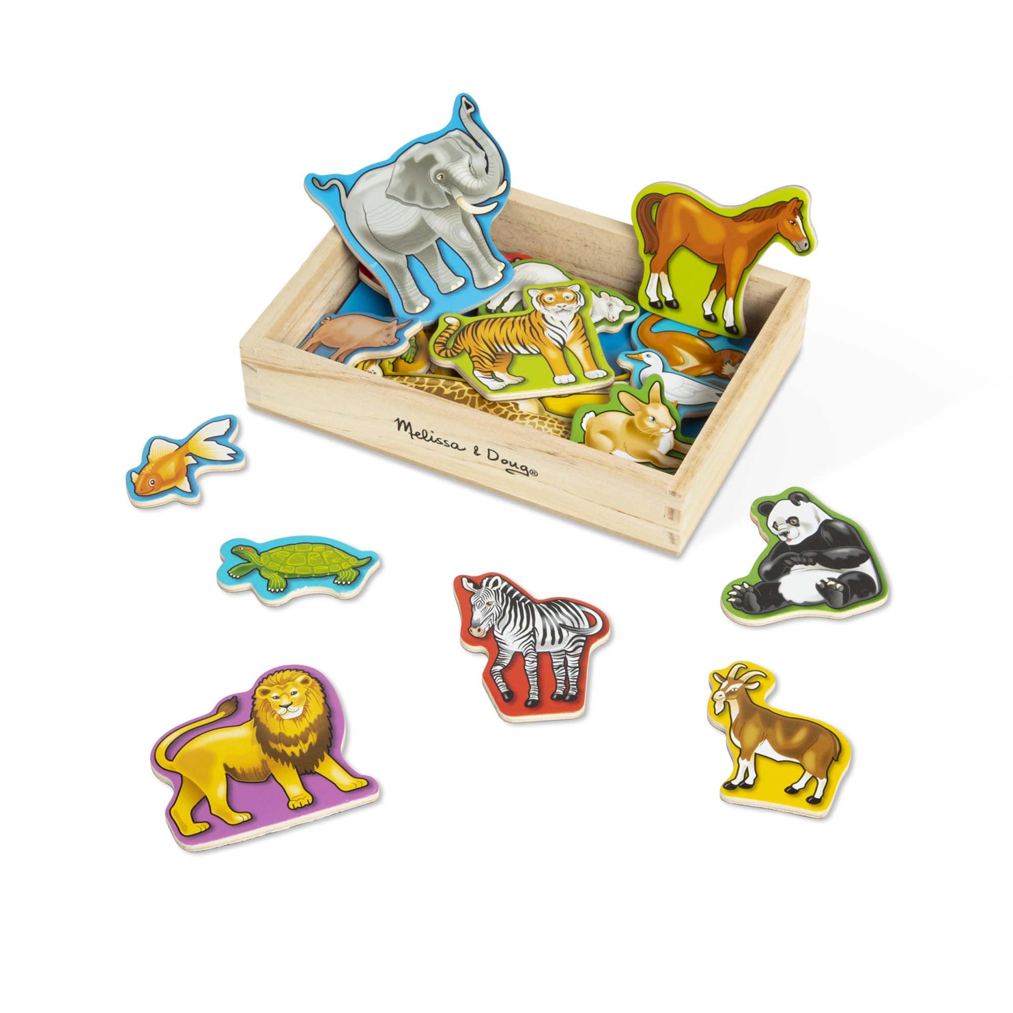 Melissa & Doug Wooden Animal Magnets − Educational Travel Game for Toddlers | Fridge-Friendly Toy | Age 2+ - FSC Certified