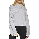 DKNY Womens Ribbed Bell Studded Sweater