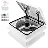Pafessa 14” RV Roof Vent Fan w/LED Light - 4 Speed Reversible 12V Deluxe RV Electric Open Roof Vent, Touch On-Off, Speed Cont