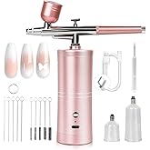 ​​SAVILAND Salon-Grade Airbrush Kit: 25 PSI Super-Stable, Rechargeable Nail Art Machine with 0.3mm Nozzle & Dual Modes - Professional Tool for Gel Nails, Ombre & French Manicure at Home (Pink)​