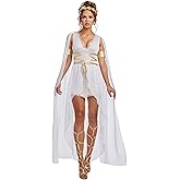 Dreamgirl Adult Womens Venus Greek Goddess Costume, Halloween Costume, White/Gold