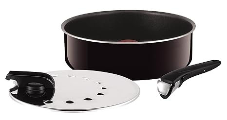 Tefal l6133303 Ingenio So Intensive Schmorpfanne + Griff und Deckel, weinrot 26 cm