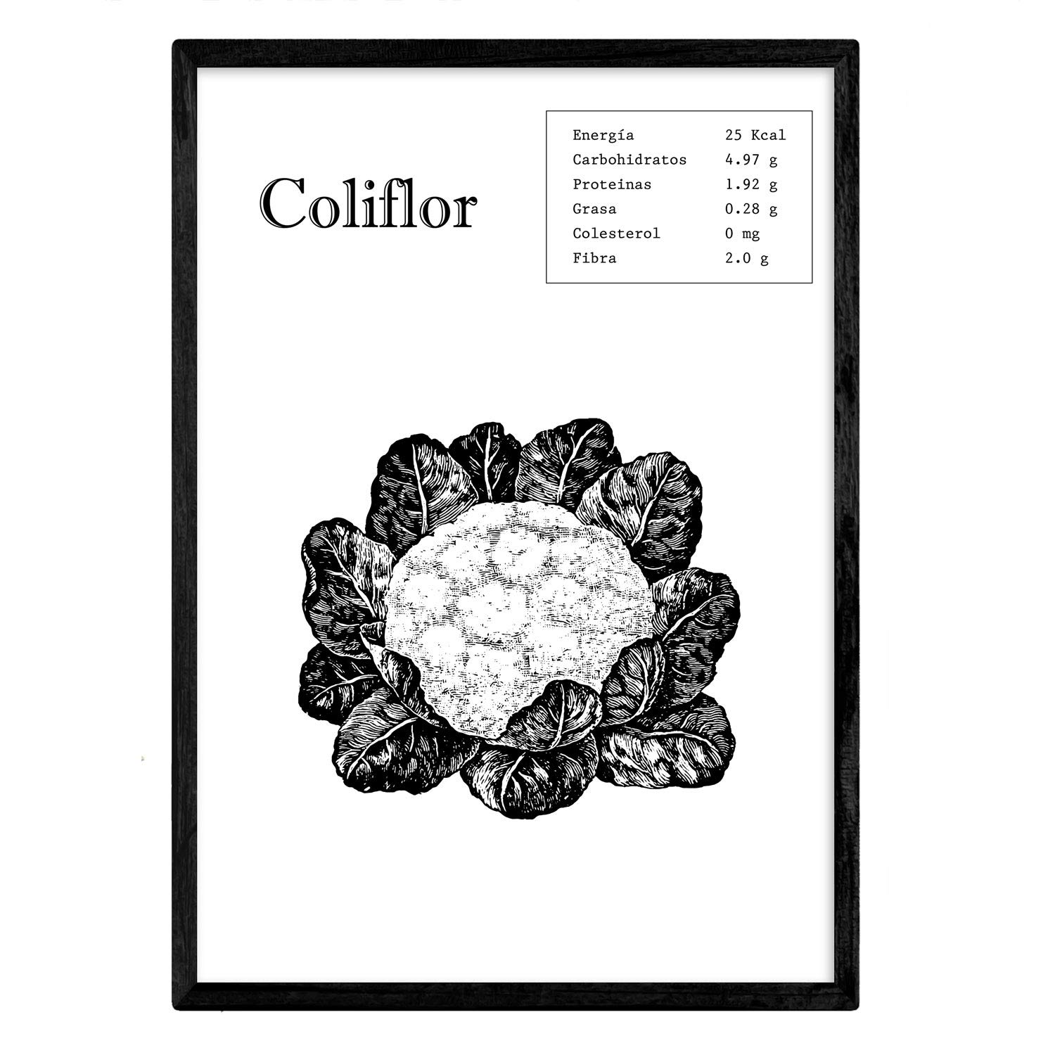 Nacnic Poster Cauliflower. Pictures of fruit and vegetables. A3 size — image 1