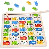 QTATOIU Magnet Fishing Toys for Alphabet and Numbers Learning, 3 Year Old Boy Gift