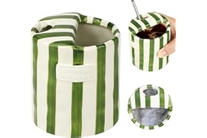 Novelty Ceramic Coffee Mug Designed to Look Like a Gift Box, 10oz Retro Hand-Painted Ceramic Travel Mug, Green & White Stripe