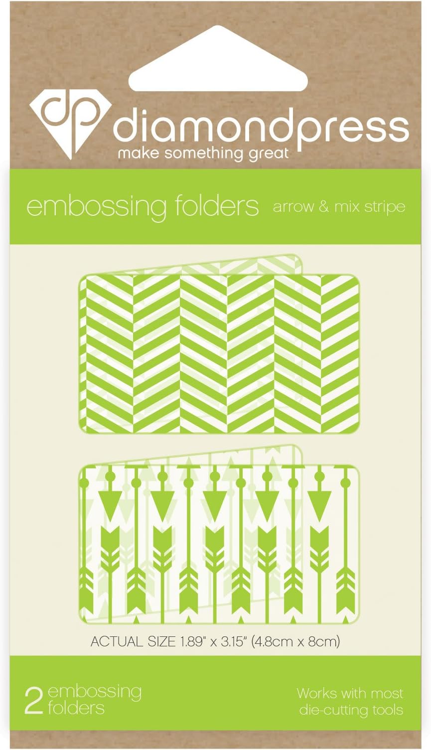 Diamond Press Embossing Folder Arrow & Mix Stripe, 13 x 7 x 0.5 cm