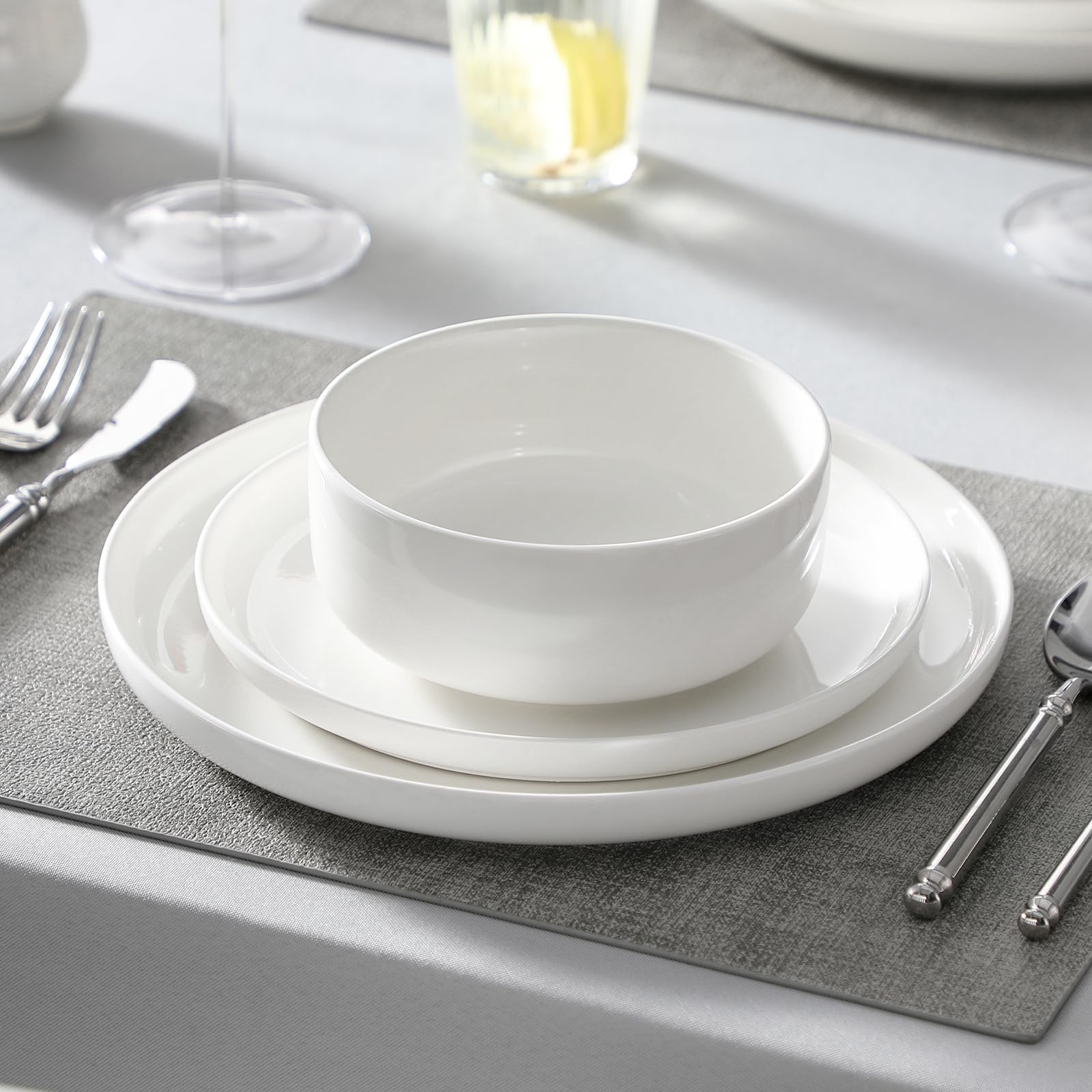 MALACASA LUNA Geschirrset 6 Personen, Teller Set 18-tlg, Porzellan Modern 5