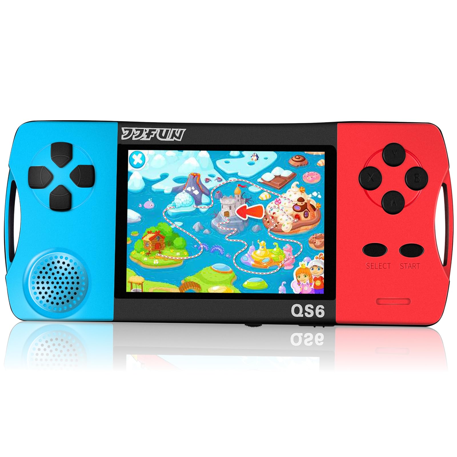 SNONBROS Handheld Game Console for Kids 3.5" IPS Large Screen Rechargeable,Preloaded 216 Video Games ,Arcade Electronic Toy Birthday Xmas Present for Girls—BlueRed