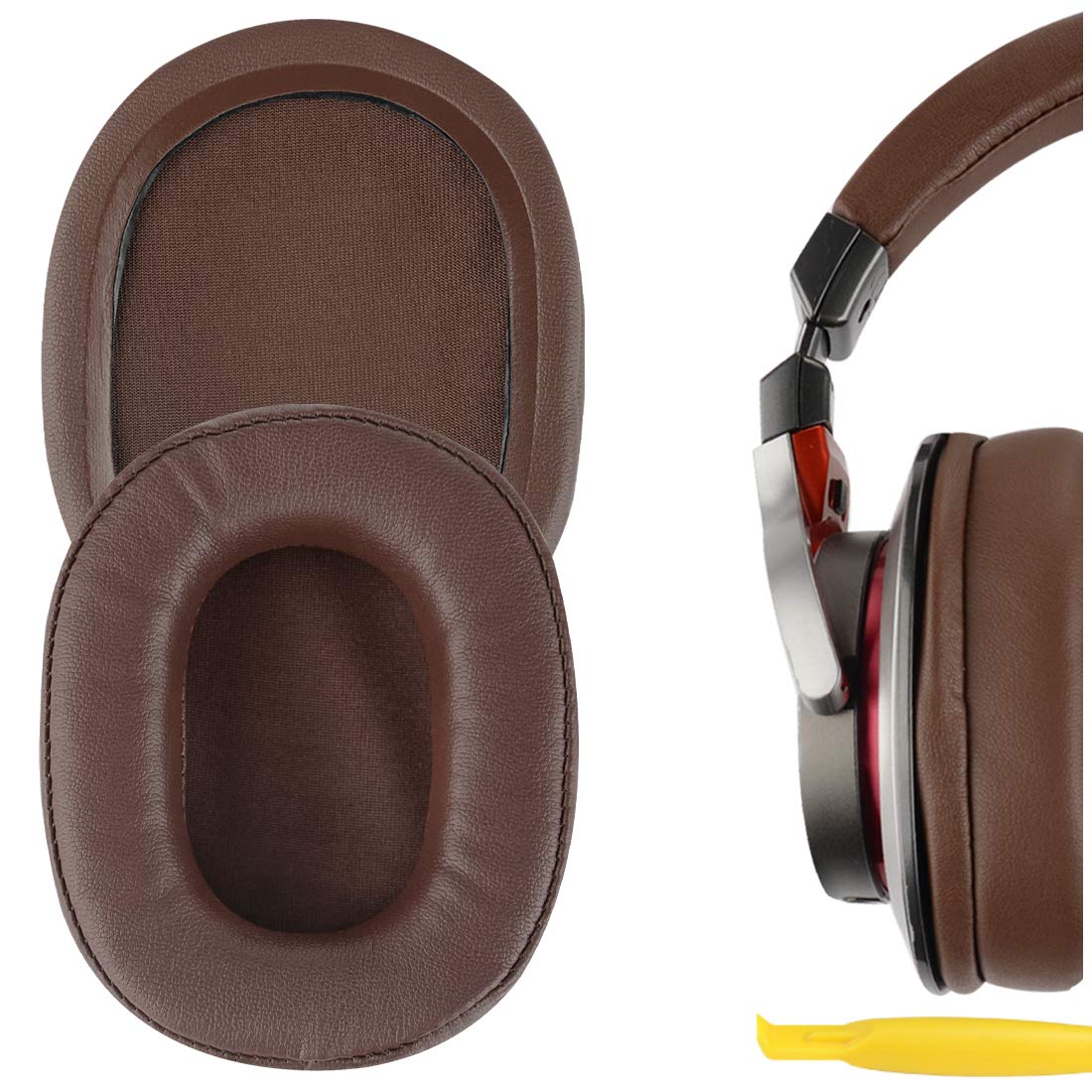 Geekria QuickFit Replacement Ear Pads for Audio-Technica ATH-MSR7/ MSR7NC/ MSR7BK/ MSR7GM/ MSR7b Headphones, Ear Cushions with Video Guide (Brown)