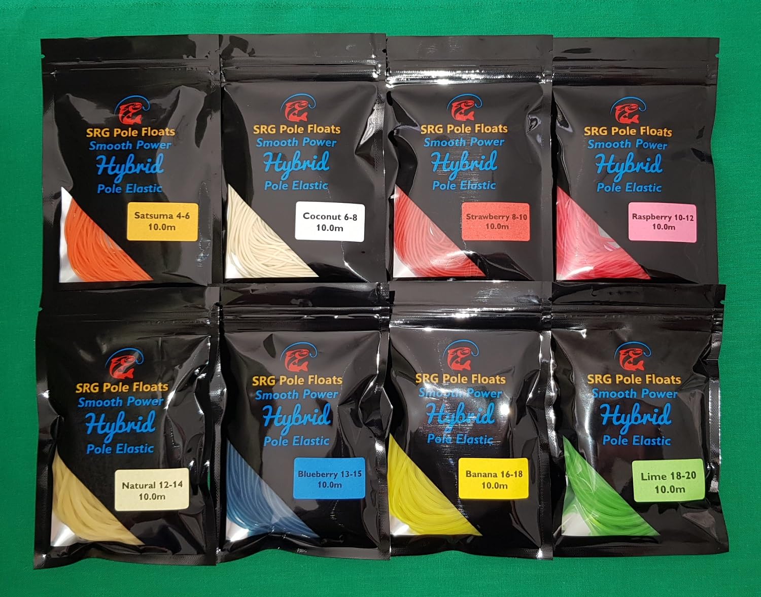 SRG Pole Floats Hybrid 'Solid Core' Latex Pole Elastic Various 2.0m / 2.5m / 3.0m / 6.0m / 10.0m (Lime 18-20 (2.5 Metres))