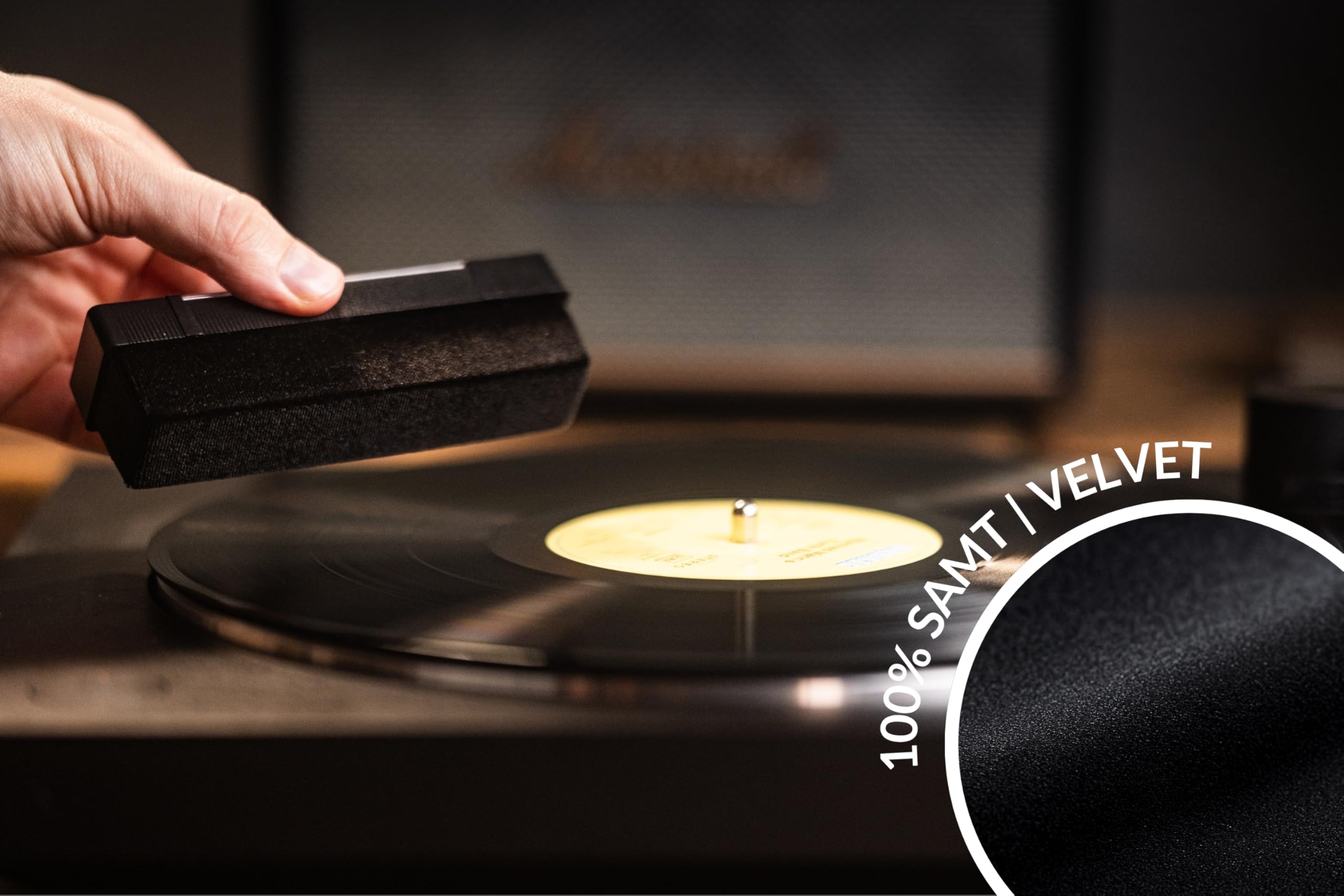 Schallplatten Reinigung | Schallplattenbürste Antistatisch aus Samt | Vinyl Cleaning Kit | Plattenbürste in Schwarz | Schallplattenreiniger | Schallplatten Bürste | Vinyl Bürste 5