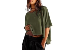 Dokotoo Summer Tops 2024 Womens Solid T Shirts for Women Loose Oversized Shirts Basic Tee