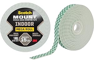 Scotch-Mount Indoor Double-Sided Mounting White Tape Mega Roll, 3/4 in x 350 in (29.1 ft), Features 3M Industrial Strength Ad