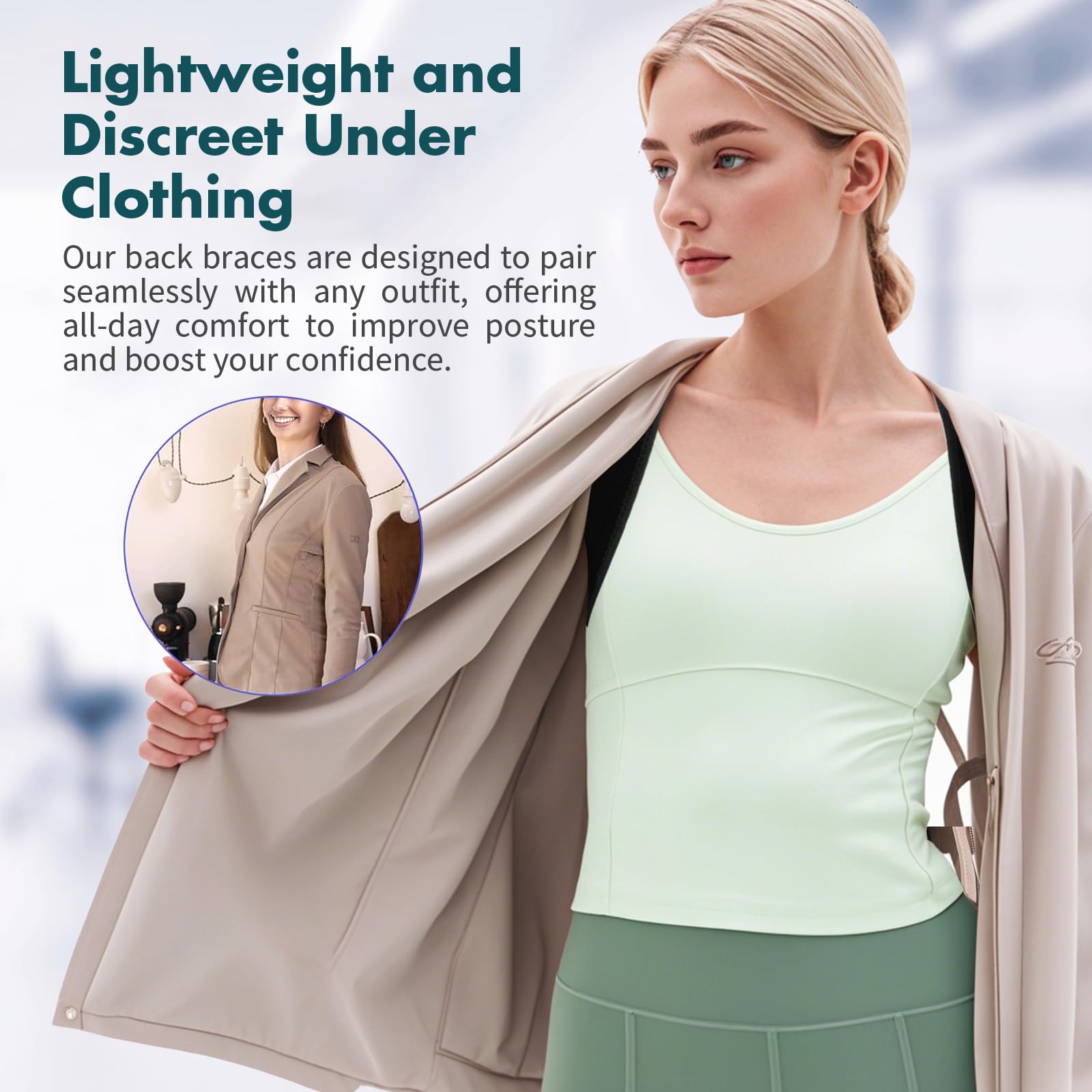 Posture Corrector for Women and Men – Adjustable Back Brace for Posture Support,Comfortable and Breathable Back Straightener for Pain Relief (Medium/Large) chest sizes from 27