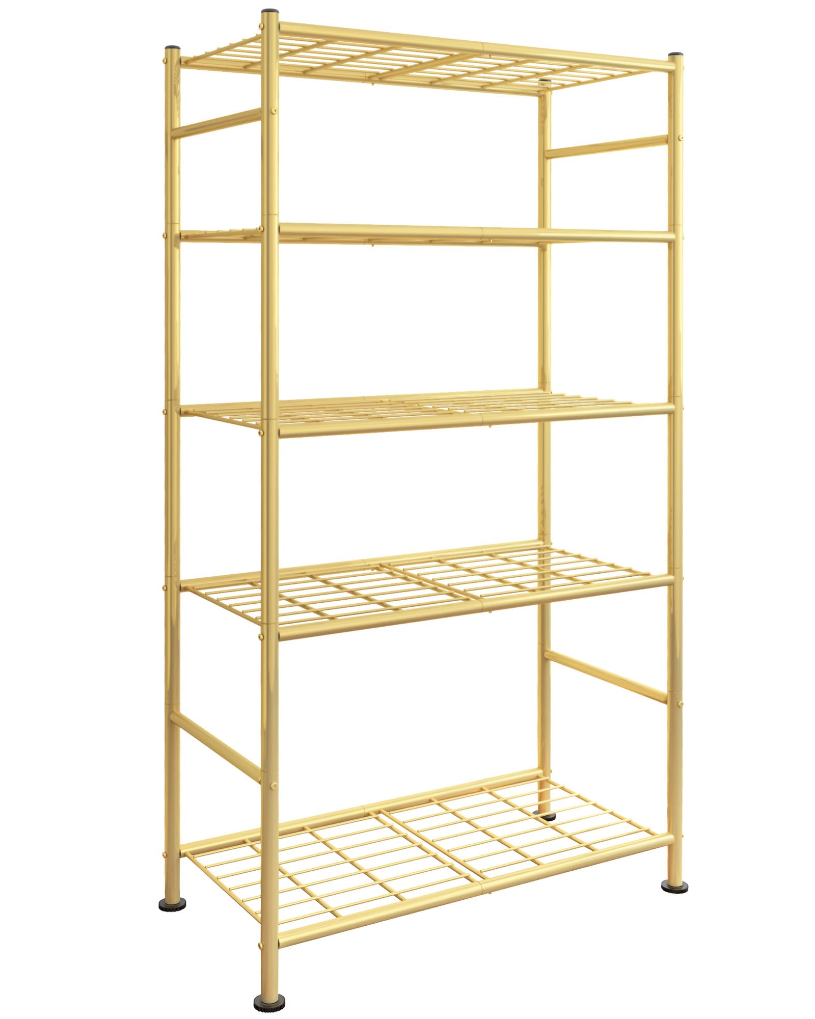 Sakugi Storage Shelves - 5 Tier Shelf Organizer, Heavy Duty Garage Shelving Unit with Leveling Feet, Stable Metal Shelves Organizer for Pantry, Kitchen and Closet, 33.0" W x 12.6" D x 72.0" H, Gold Image