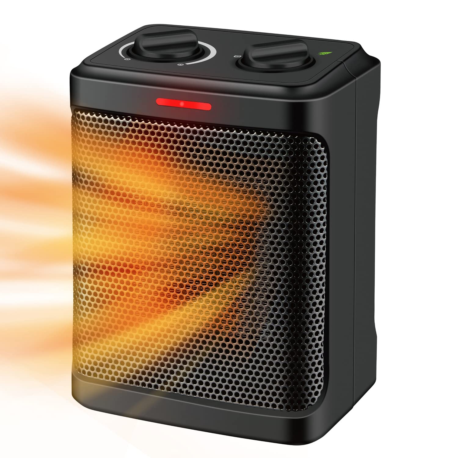 andily Space Heater Electric Heater for Home and Office Ceramic Small Heater with Thermostat, 750W/1500W (Matte black)