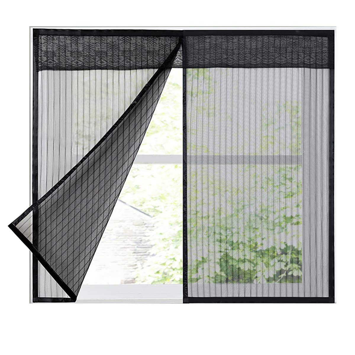 LKXHarleya Mosquito Net for Window, Magnetic Window Mosquito Net, Fly Insect Screen with Magic Tape Mosquito Protection, Black, 80x100cm(W x H)