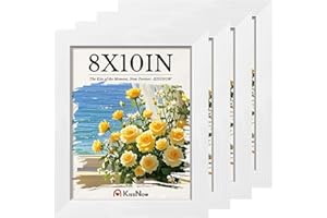 KissNow 8x10 Picture Frame 4 Pack, White Solid Wood Gallery Photo Frame, Wall Hanging or Tabletop Display