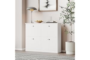 MIRROTOWEL Shoe Cabinet,Hidden Slim Narrow Shoe Rack Cabinet with 4 Drawers for Entryway, Foyer,Hallway,Bedroom,White