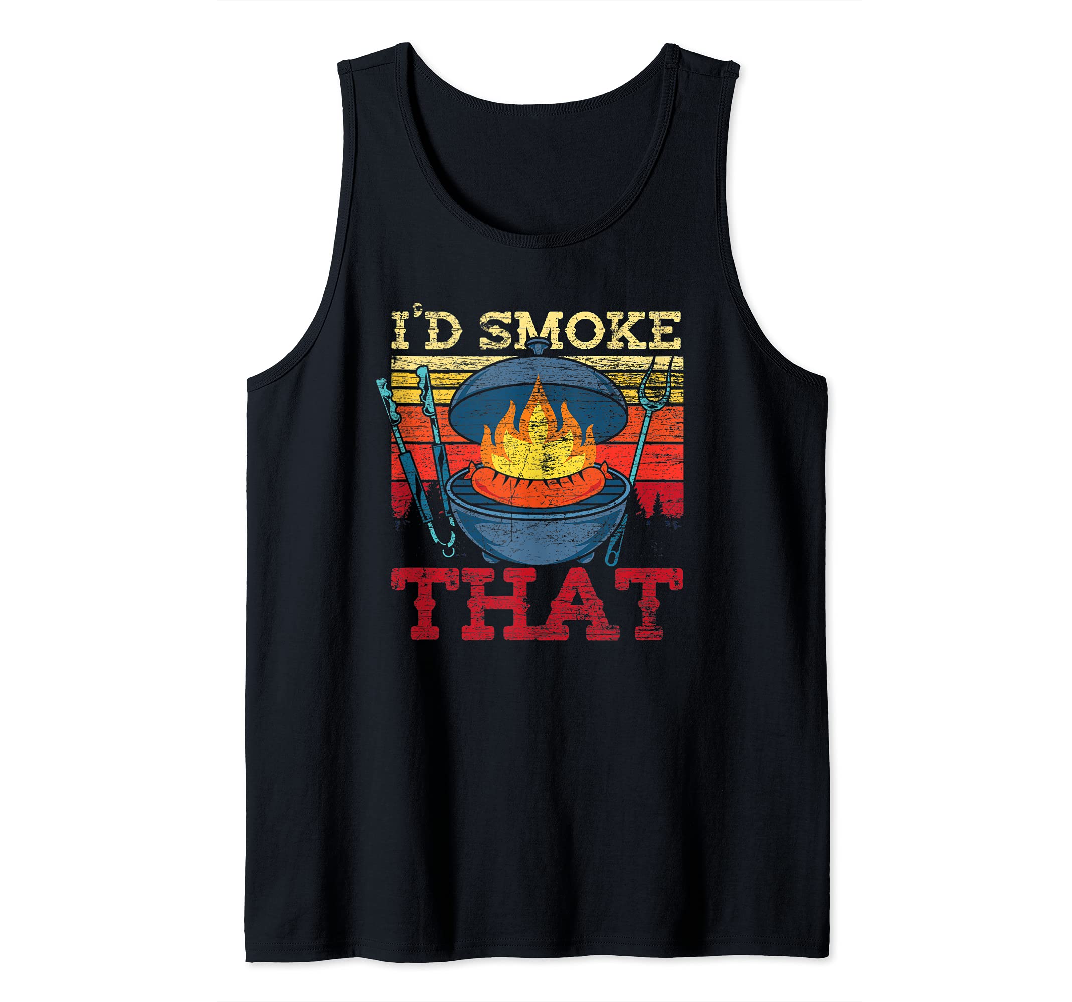 Retro Griller Grilled Meat Barbecue Id Smoke That Funny BBQ Tank Top