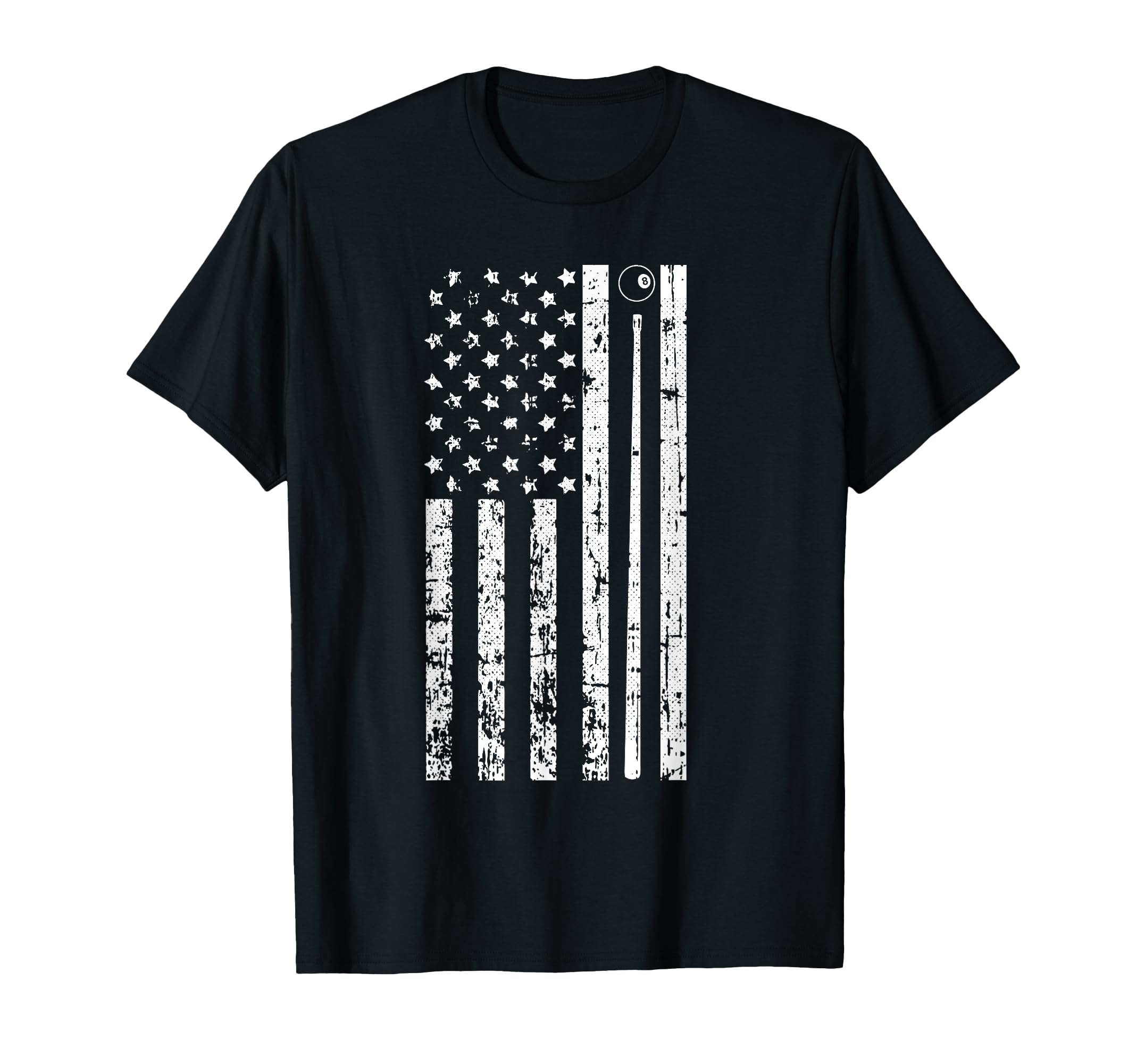 American Flag Billiard Stick Cute Table Game Funny Usa Pool T-Shirt