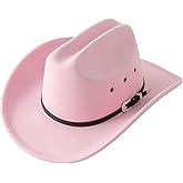 Jastore Kids Western Cowboy Cowgirl Hat Boys Girls Felt Fedora Hats with Buckle Belt
