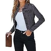 luvamia 2026 Cropped Jean Jackets for Women Fashion Short Denim Shacket Jacket Lightweight Fitted Stretchy with Pockets