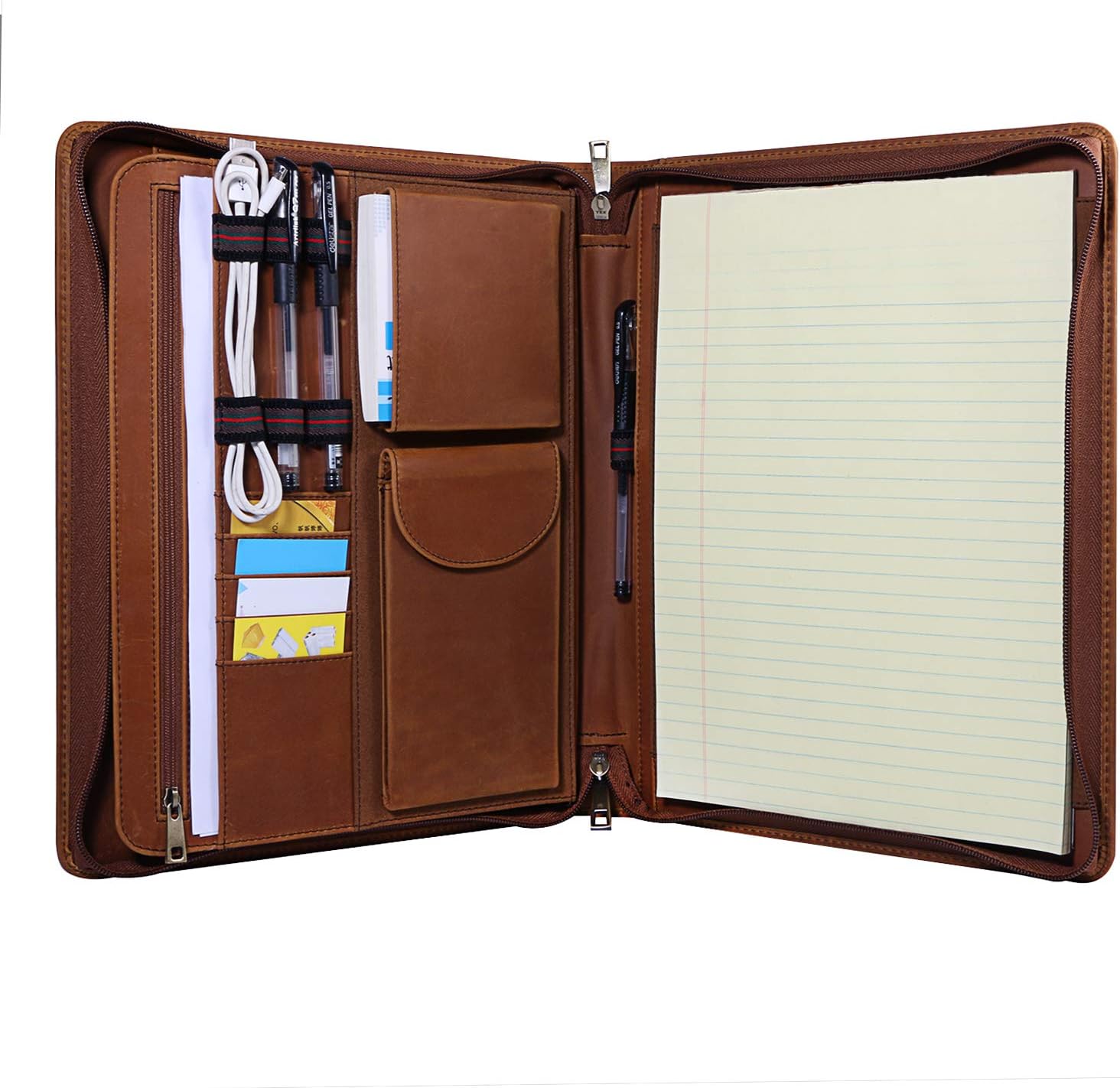 Handmade CrazyHorse Leather Padfolio Portfolio, Easy to