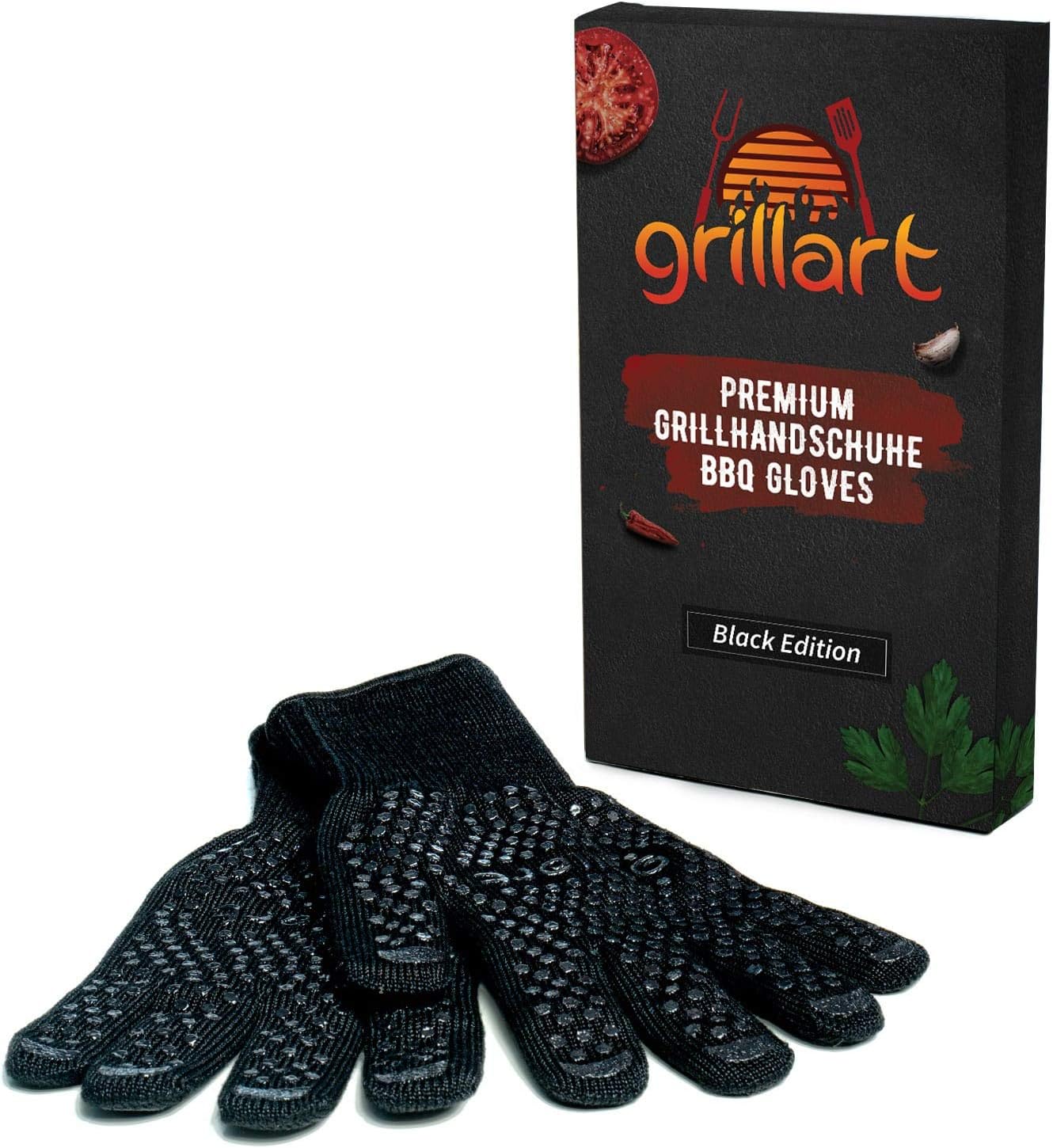 Professional oven gloves set of 2, aramid, heat-resistant up to 500°C, premium barbecue gloves for extreme heat protection, with organic cotton lining for good comfort, extra-long forearm protection