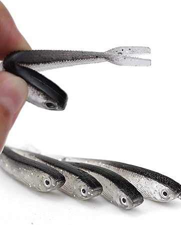 Amazon ヒラメフィッシングルアー柔らかいジャーク釣り餌 24パック入りプラスチックのバス餌 スプリットテールス水泳ルアー 冷たい花 遠投杓 コマセミキサー