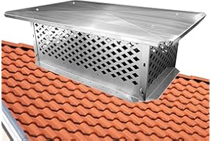 BUYYAH Chimney Cap,17" x 41"Chimney Cover, Bottom Installation Method Adjustable to Fit Outside Existing Clay Flue Tile Dimensions 16.7" x 40.7" to 19.3" x 43.3", All Stainless Steel Structure