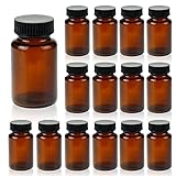 SERHICS 100 ml(3.3 OZ) Amber Glass Wide Mouth