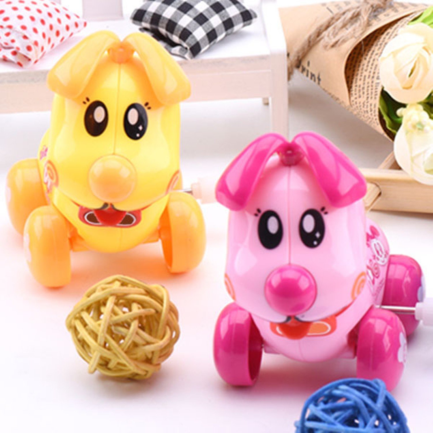 1PC Arrival Cute Wind up Naughty Dog Clockwork Spring Bug Toy For Kids