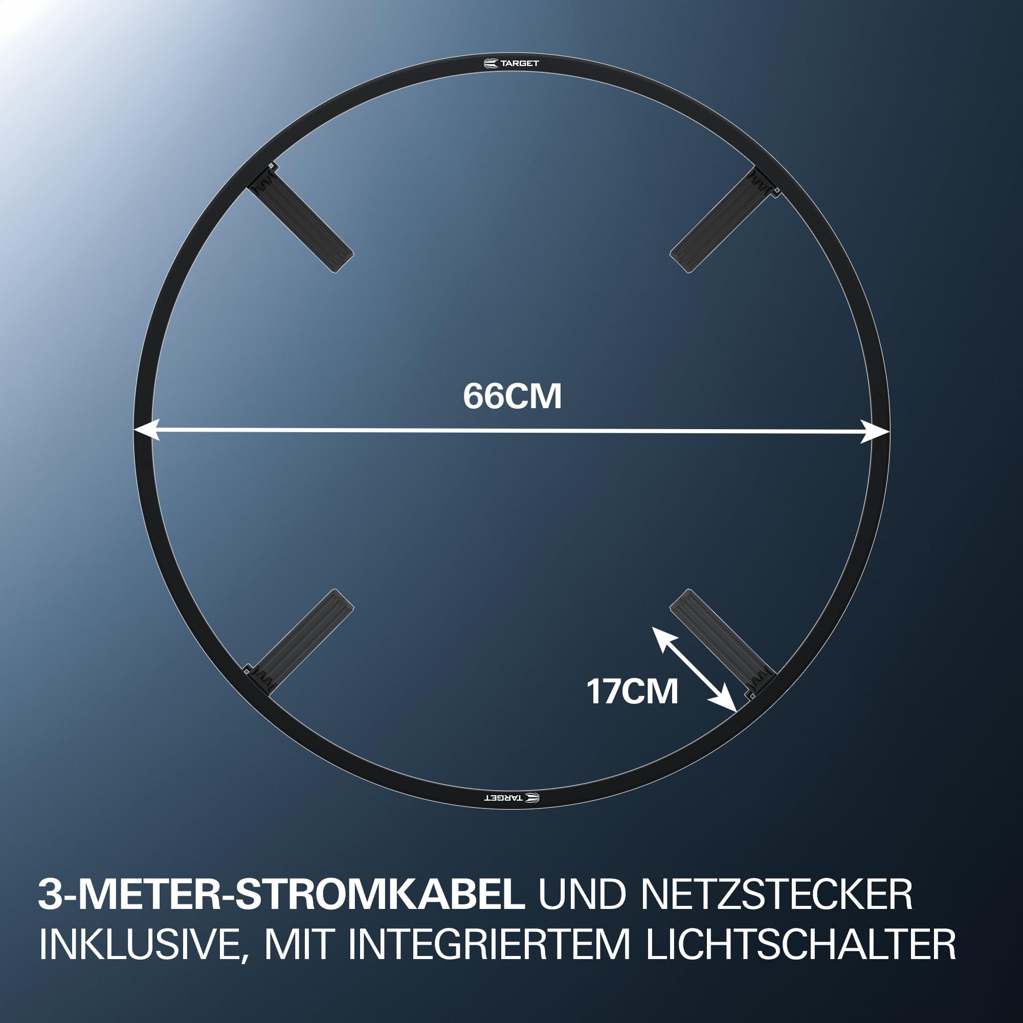 Target Darts Corona Vision Dartboard Lighting System, Schwarzer Rahmen | Weißes LED Dart Board Surround Ringlicht mit magnetischen Füßen | Schatten eliminierendes Dartboard Licht | Professionelle Dart 4