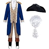 Spooktacular Creations George Washington Costume for Kids, Colonial Boys Costume with Wig and Hat for Halloween DressUp Party
