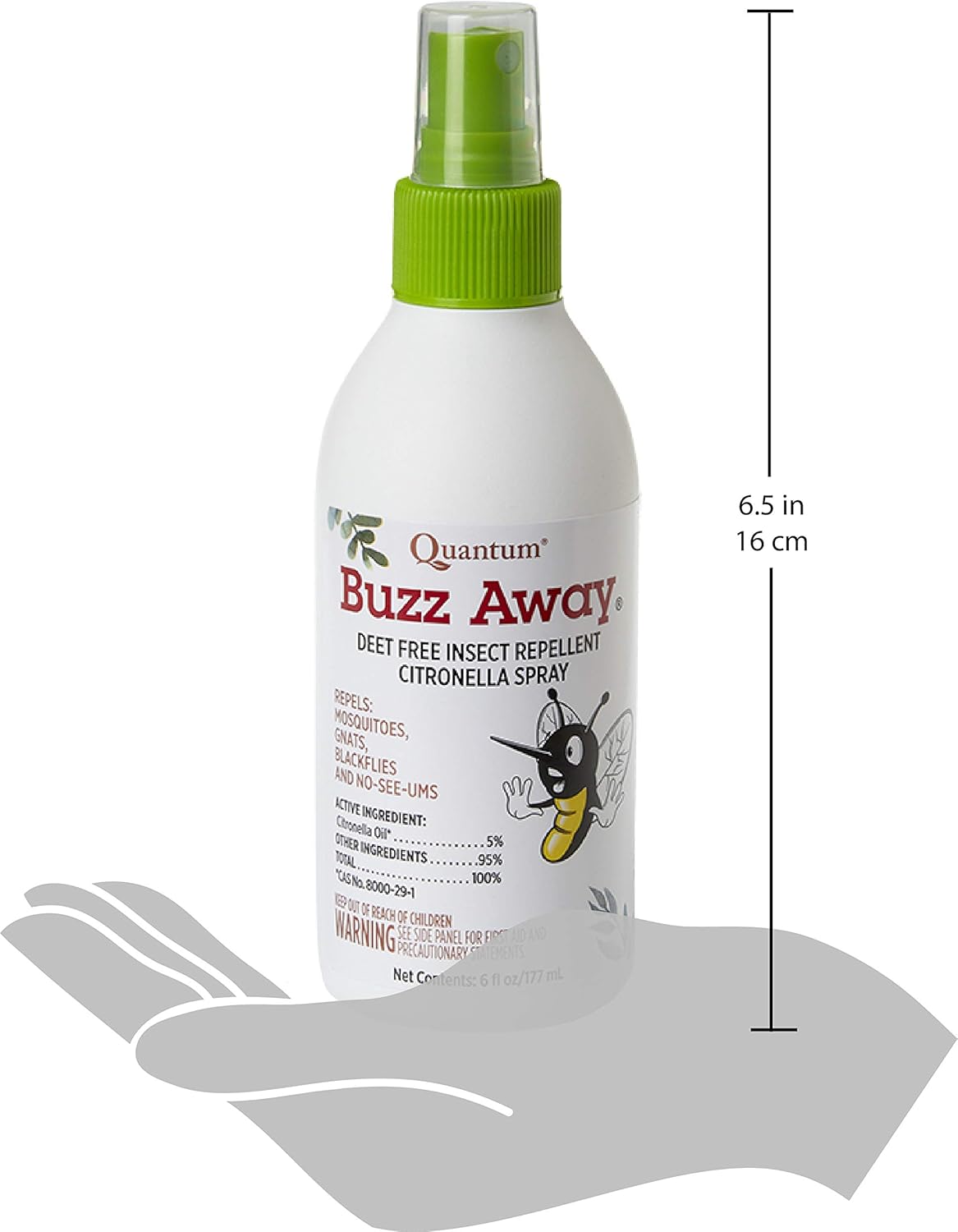 Quantum Buzz Away - Natural DEET-free Insect Repellent, Citronella Essential Oil Bug Spray, Original Formula - Small Children and Up, Travel Friendly - 6 Fl Oz: Health & Personal Care