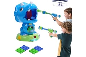 EagleStone Moveable Dinosaur Shooting Toys Triceratops Action,Kids Shooting Games with LCD Score Record&LED, Enhancing Hand-Eye Coordination Toys for Boys and Girls