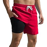 Srnede Mens Swim Trunks Swim Shorts Board Shorts Quick Dry Beach Shorts Swimwear Bathing Suits with Compression Line