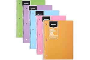 鶹 Basics College Ruled Spiral Notebook, 70 Sheets, 8" x 10-1/2", Assorted pastel colors, 5 pack