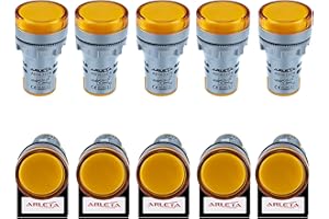ARLETA Voltage 12V/24V/110V/120V Current 20mA Energy Saving LED Indicator Light Mounting Hole Size 22mm(7/8 Inch) Yellow 10Pcs