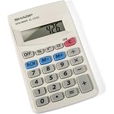Sharp 8-Digit Battery-Powered Pocket-Size Calculator, White (EL233SB) | Standard Function Wallet Calculator with LCD Display, Fits in Purses, Pockets &amp; Workbags, 4 x 2.4-Inches