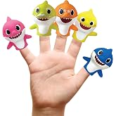 Nickelodeon Baby Shark 5 Pc Finger Puppet Set - Party Favors, Educational, Bath Toys, Story Time, Beach Toys, Playtime,5 Count (Pack of 1)