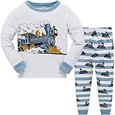 Little Boys Pajamas for Toddler Clothes Set Planet Train Sleepwear Long Sleeve 100% Cotton 2 Piece Kids Pjs Size 1-10 Years