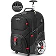 MATEIN Rolling Bag with Wheels, 17 Inch Extra Large Laptop Roller Backpack for Adults with Anti Theft Lock & USB Charging Port, Water Resistant Wheeled Bag Carry On Luggage for Teacher Work Travel Men