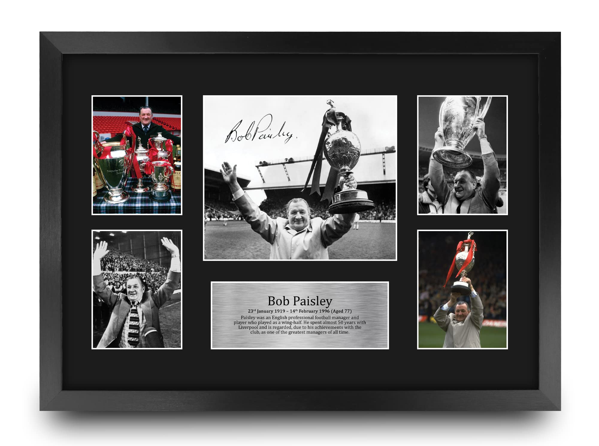 HWC Trading FR A3 Bob Paisley Liverpool Gifts Printed Signed Autograph Picture for Football Fans and Supporters - A3 Framed