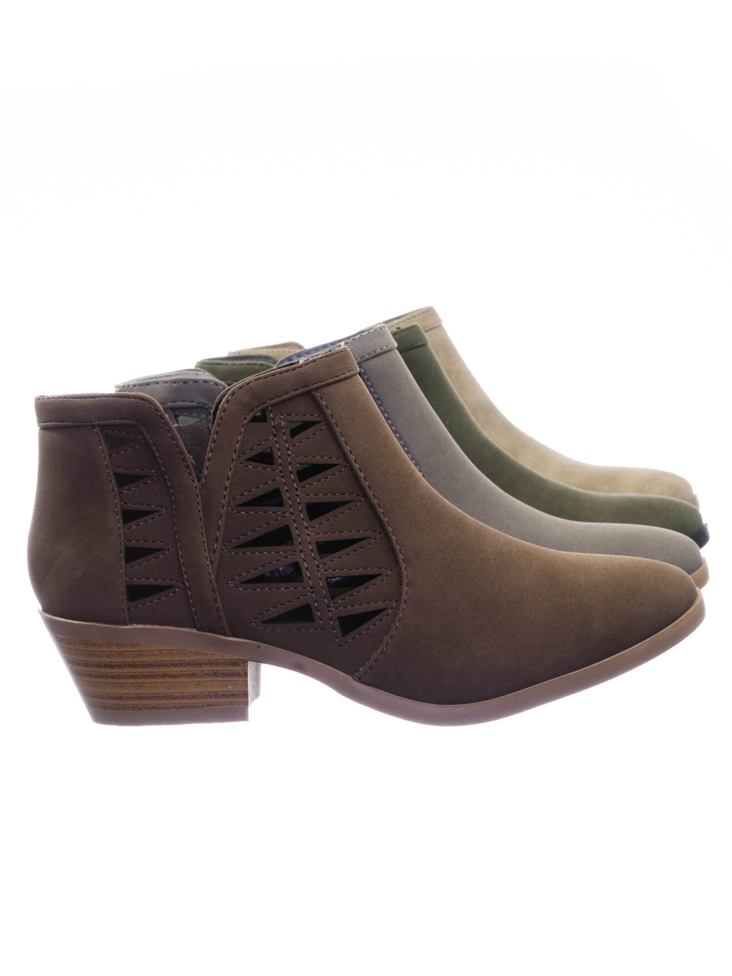 Stacked Block Heel Ankle Booties 