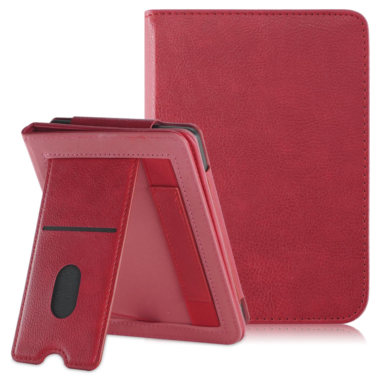 TOPCASE Case for Kobo Libra Colour/Libra 2/Libra BW/Tolino Vision Colour/Vision6 7inch e-Book Smart Cover with Hand Strap Card Slot and Auto Sleep/Wake,Red