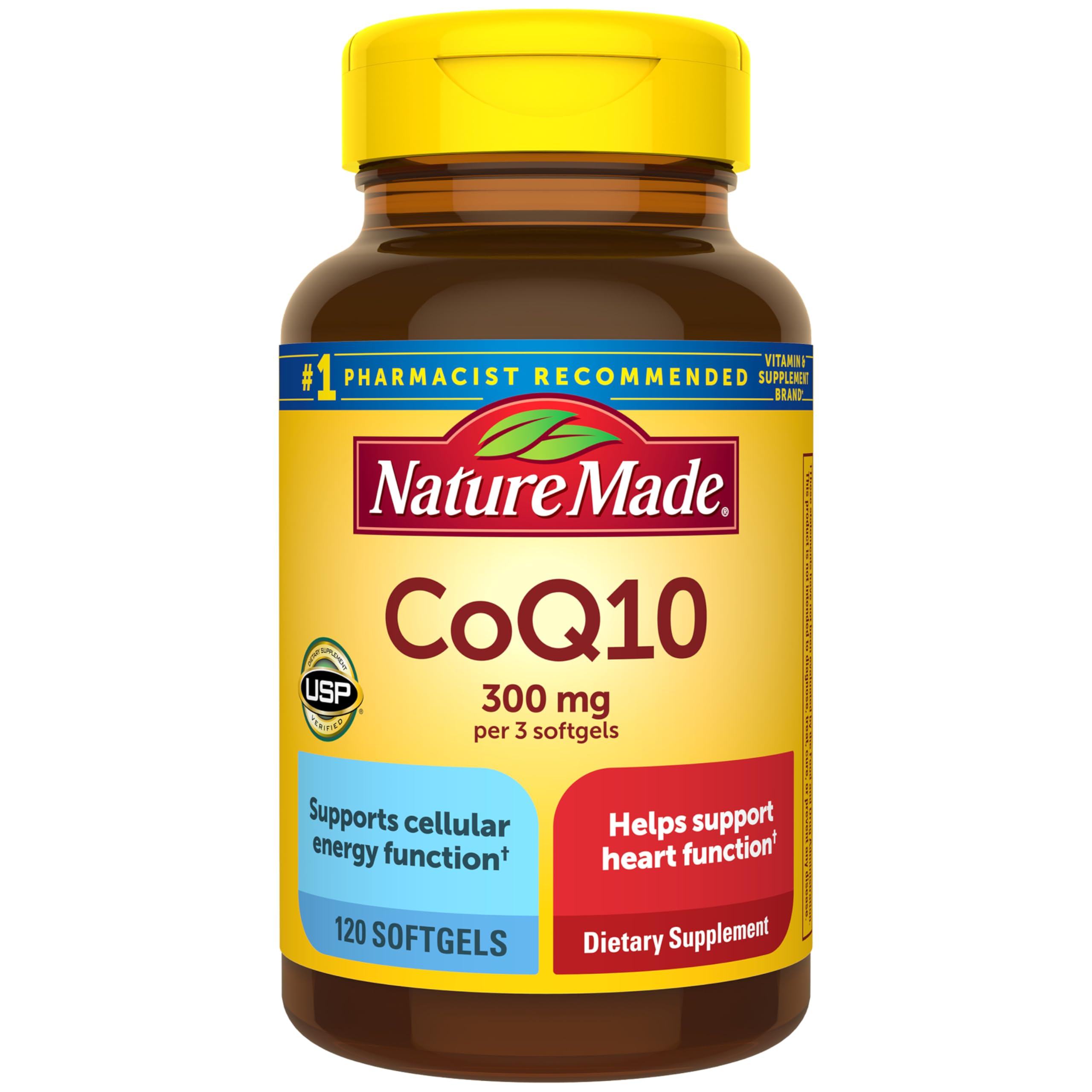 Nature Made CoQ10 300mg per 3 Softgels, CoQ10 Supplement for Heart Health & Antioxidant Support, 120 Softgels, 40 Day Supply Image