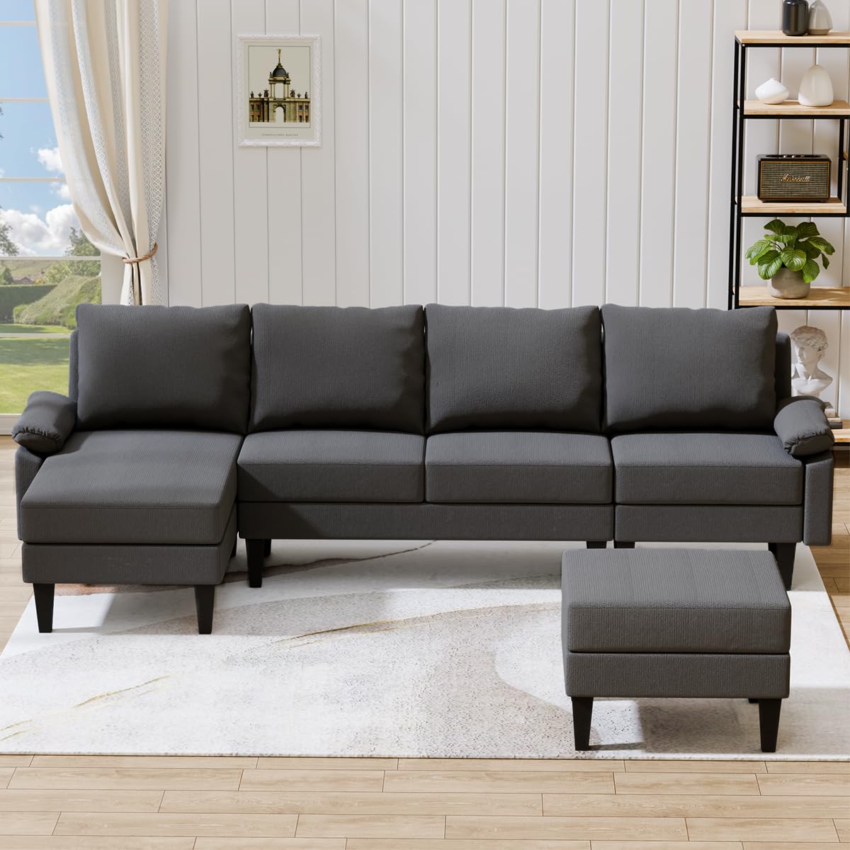 Photo 1 of ***PARTS ONLY***Trygoal 115 Inch Modular Sectional Sofa with Storage Ottoman, Modern L-Shaped Sectional Couch with Chaise, Chenille Couch for Living Room, Apartment or Small Spaces, Dark Gray