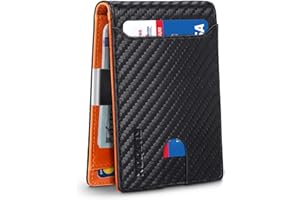 RUNBOX Slim Wallets for Men - Leather Money Clip Mens Wallet - RFID Blocking Front Pocket Bifold Wallet - Thin Credit Card Holder with Gift Box
